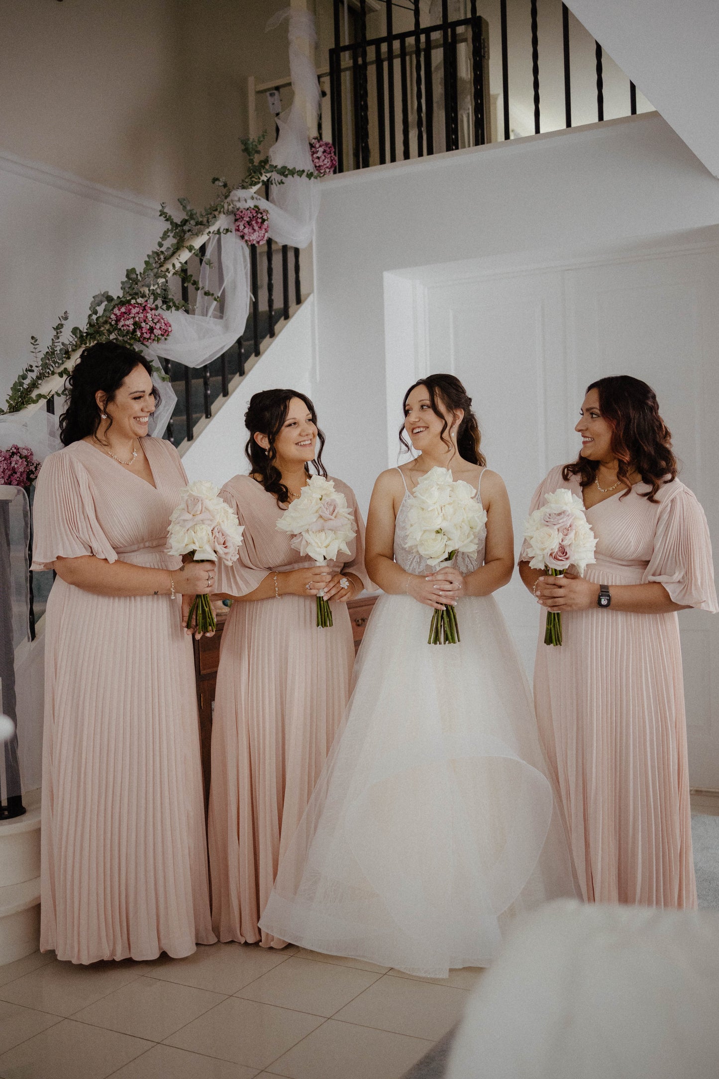 Bridal party soft curls and Natural Makeup