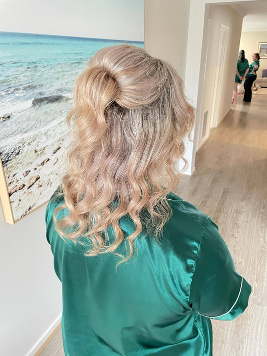 Curled half up pony flip - Hair by Megan