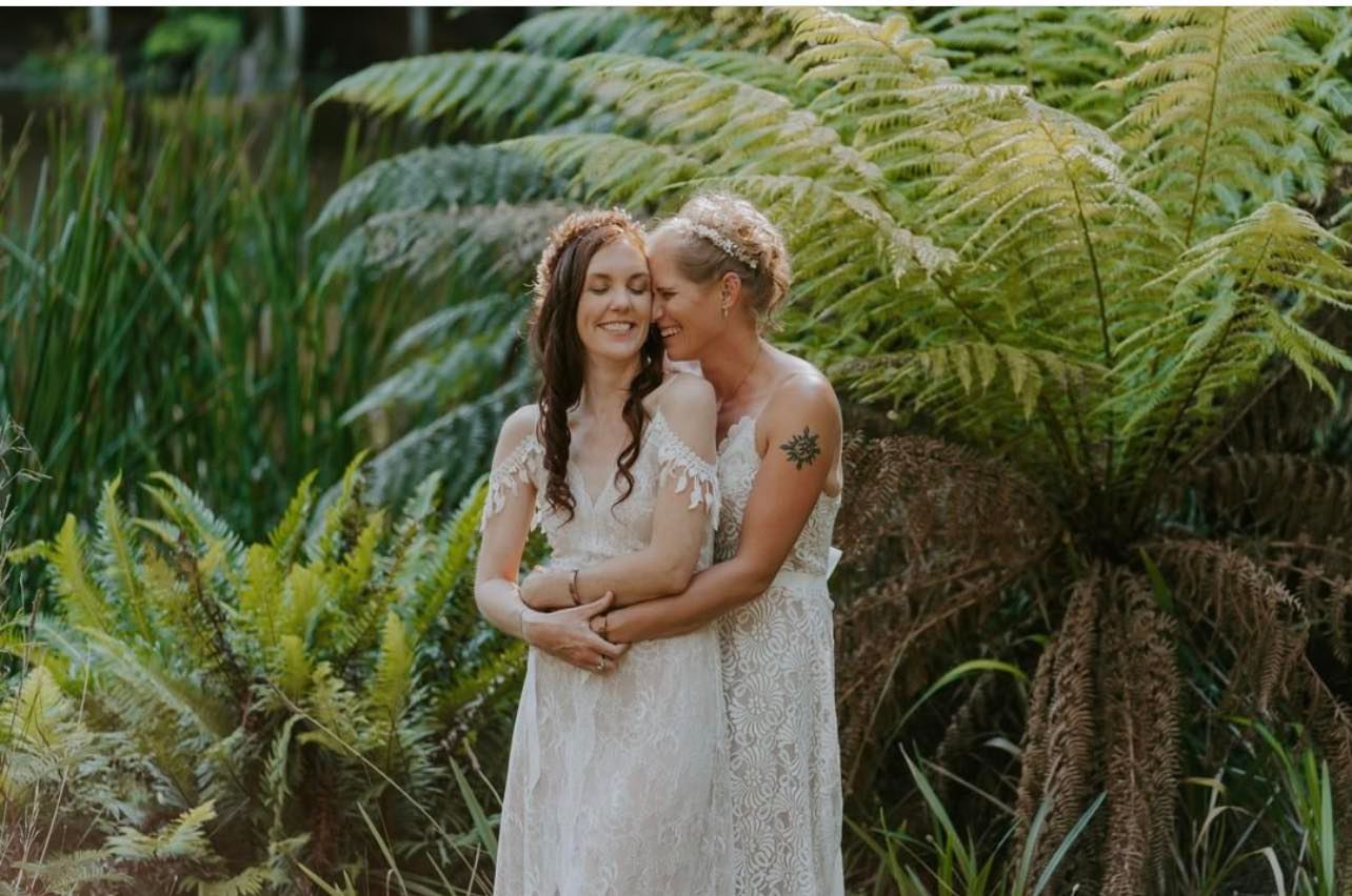 2 Brides love is love curls and Natural Airbrush Makeup