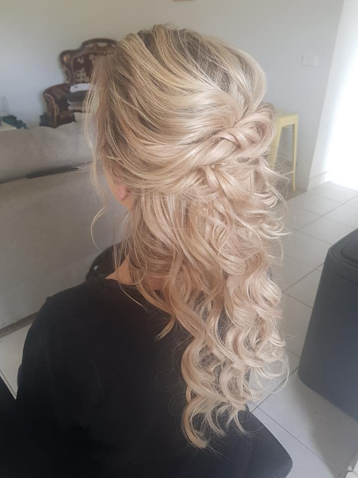 Soft curls half up