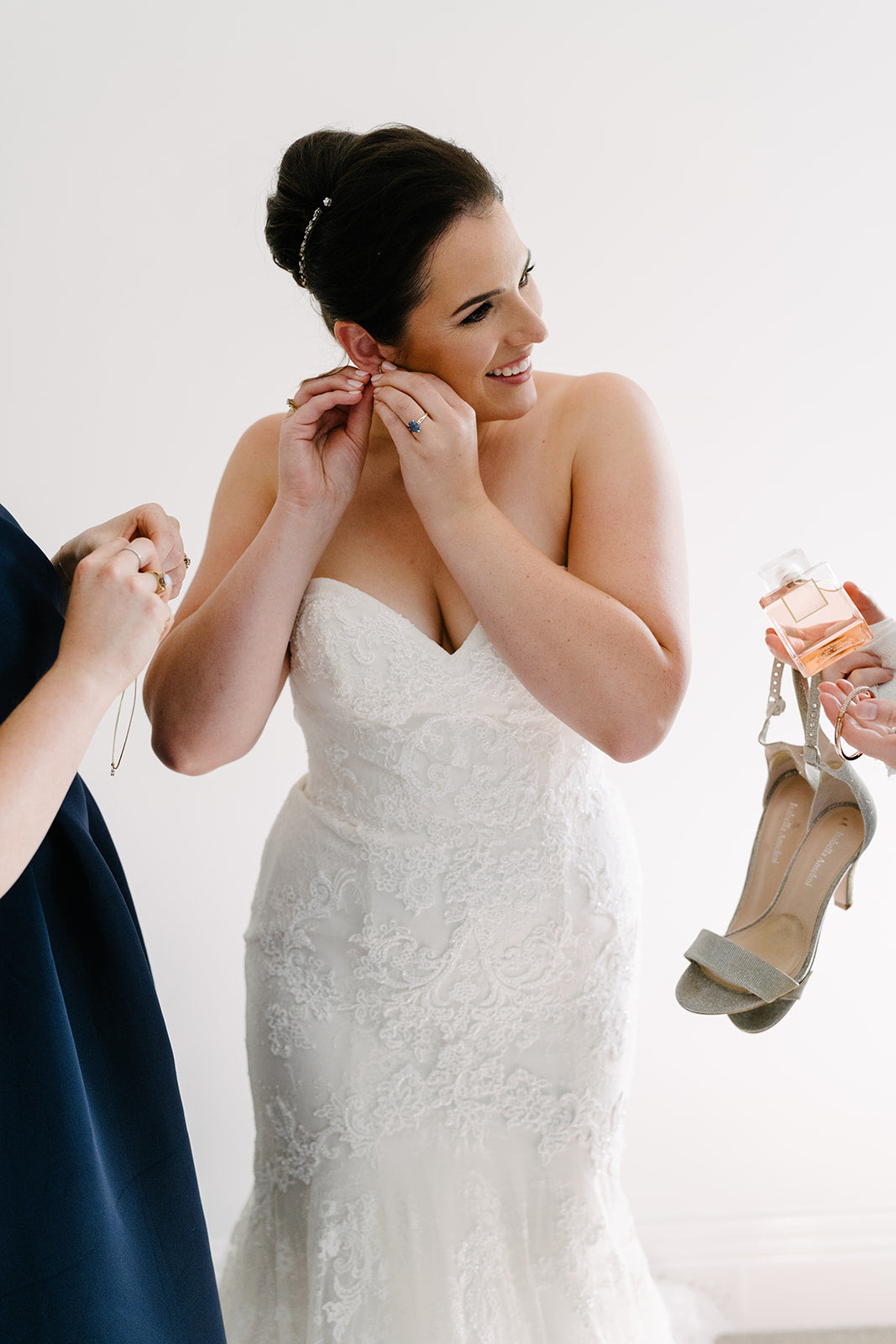 Soft bridal glam make up and French Roll