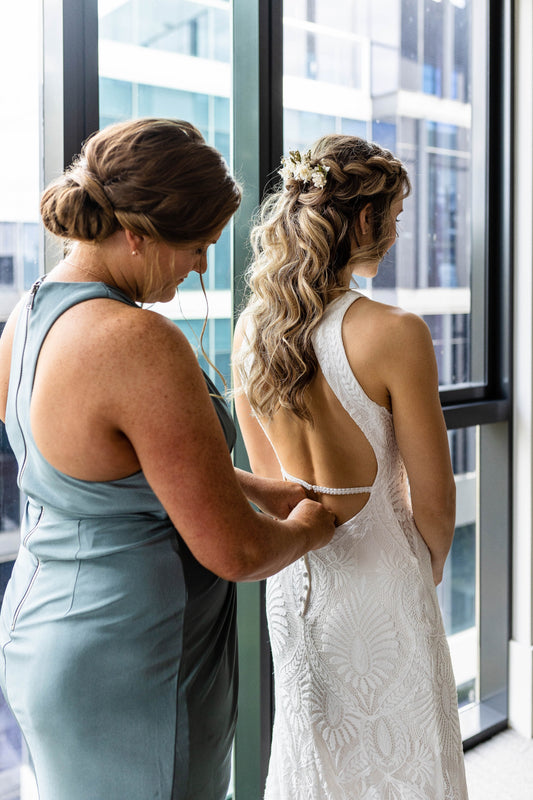 Half up with curls and natural Makeup - bridal party