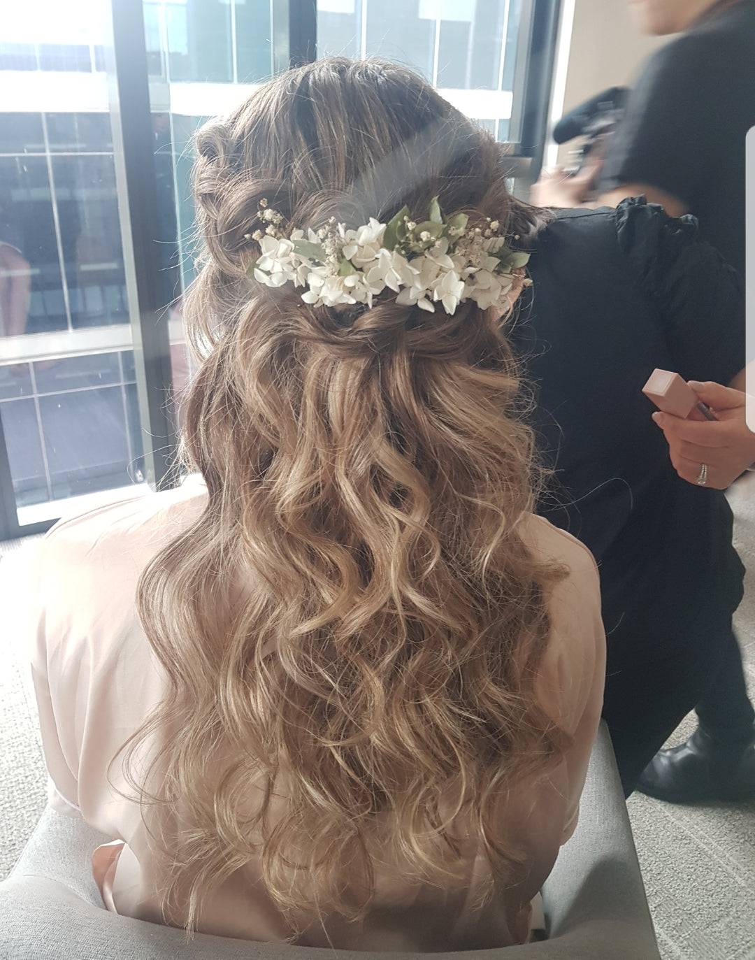 Soft curls half up