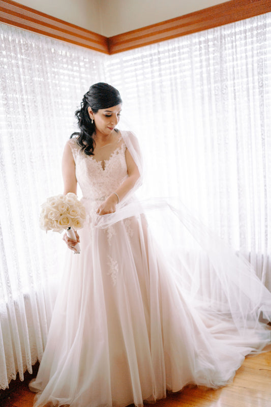 Soft curls half up bridal Makeup